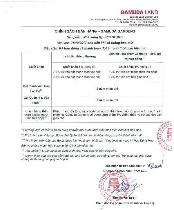 tiến độ thanh toán biệt thự SD5 Gamuda
