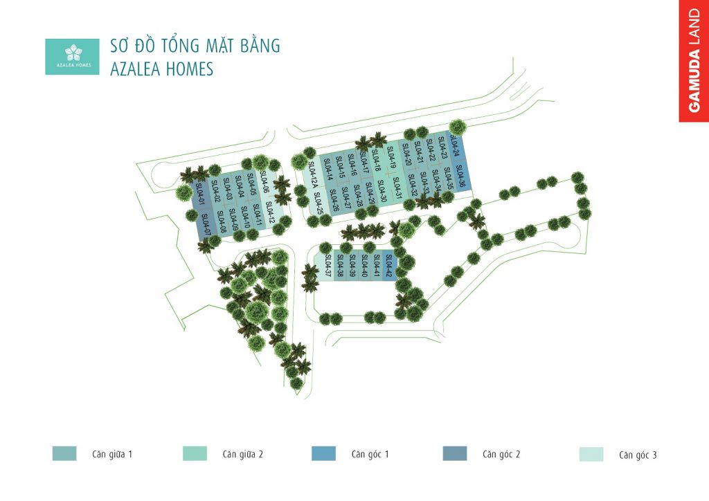 sơ đồ mặt bằng biệt thự Azalea Homes