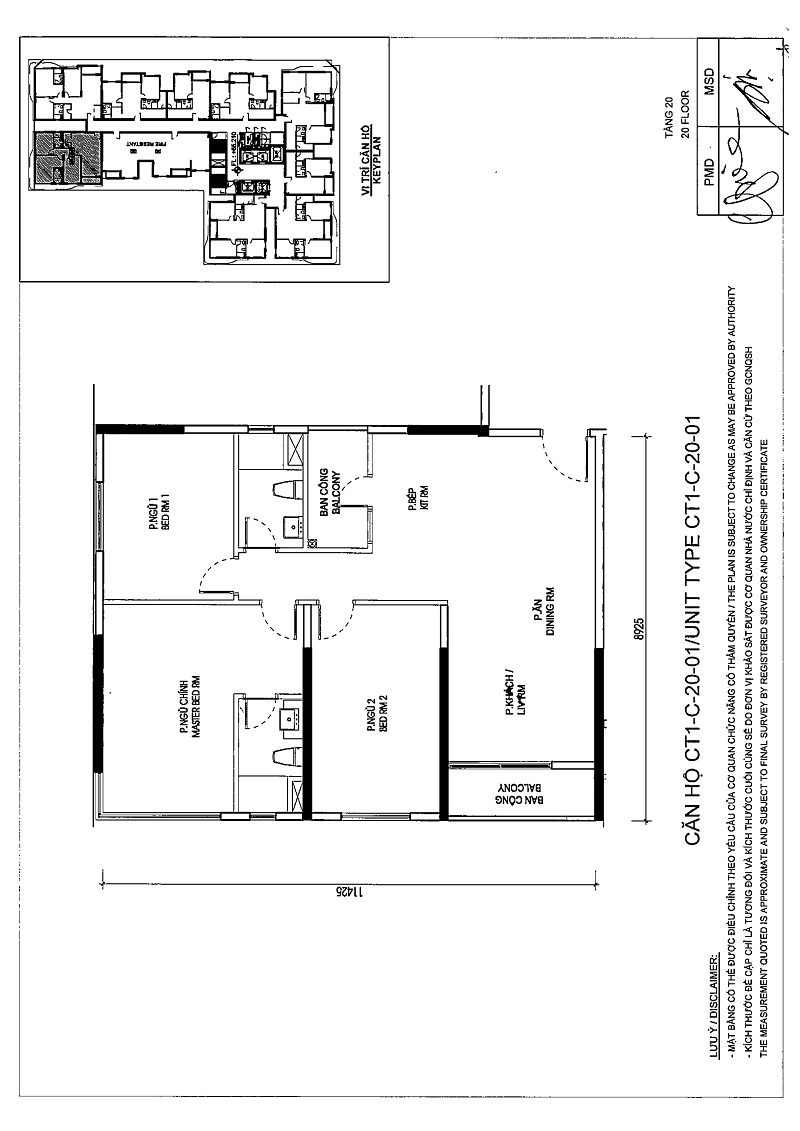 Thiết kế căn 01 tầng 20 Tòa C
