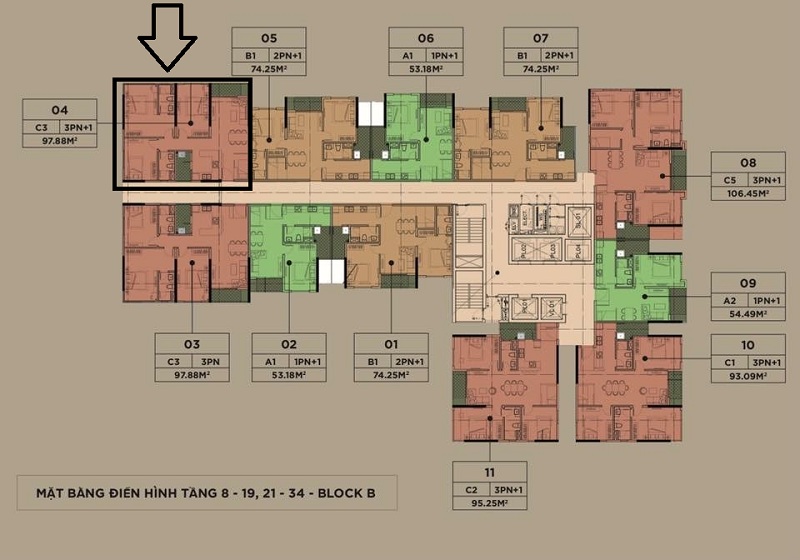 tầng 18 căn số 04 