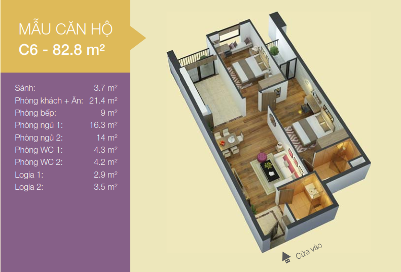 căn hộ mẫu c6 - 82.8m2