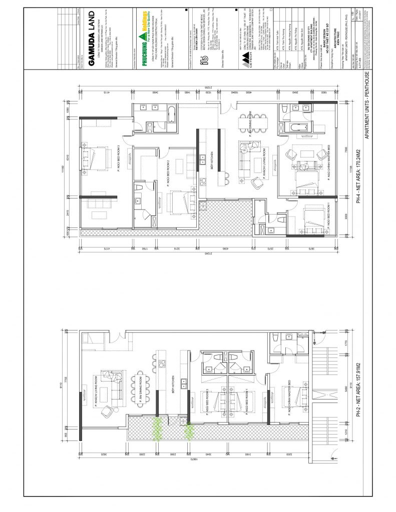 Bản vẽ cad căn hộ Penthouse PH-2