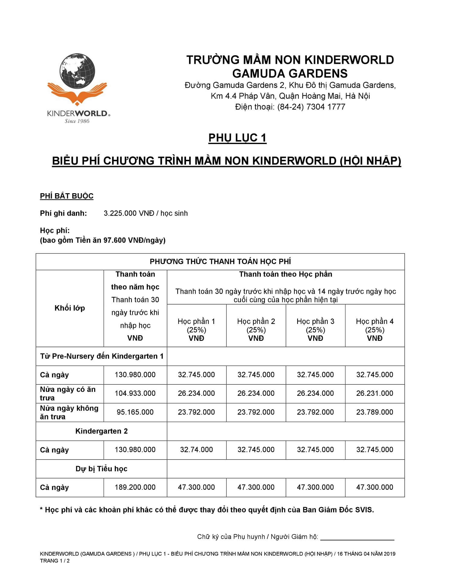 học phí Trường Singapore SIS