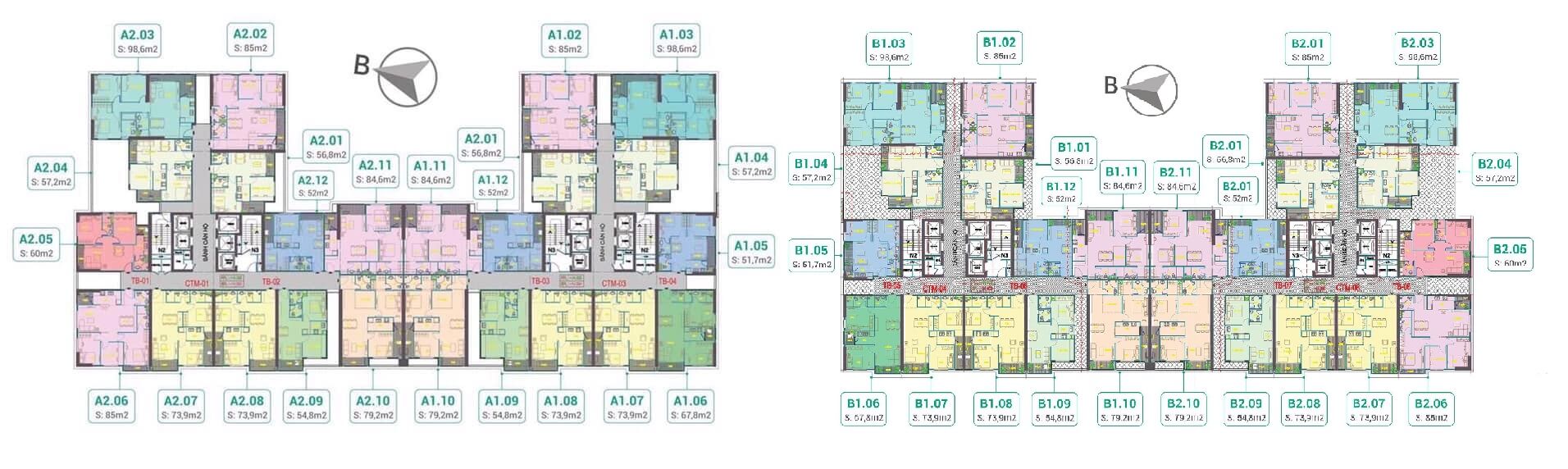 Mặt bằng căn hộ chung cư Green Park Tứ Hiệp Hoàng Mai