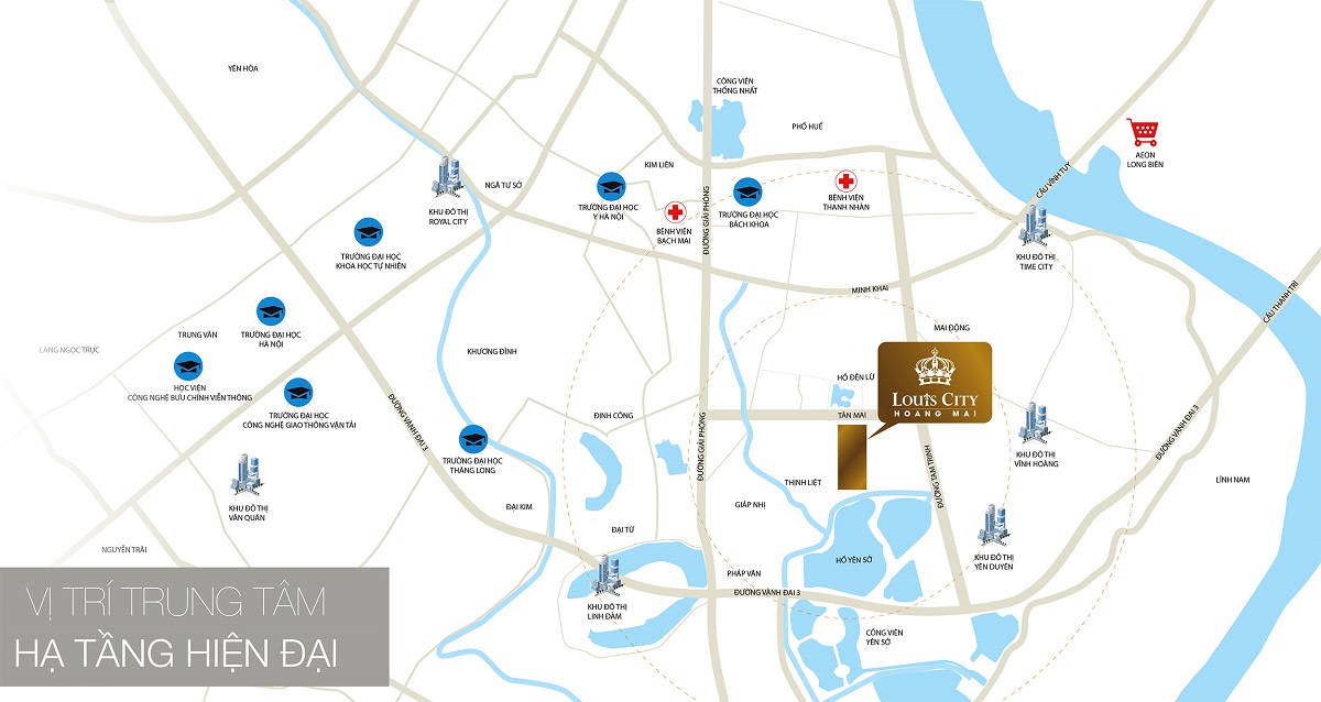 Vị trí dự án Louis Hoang mai