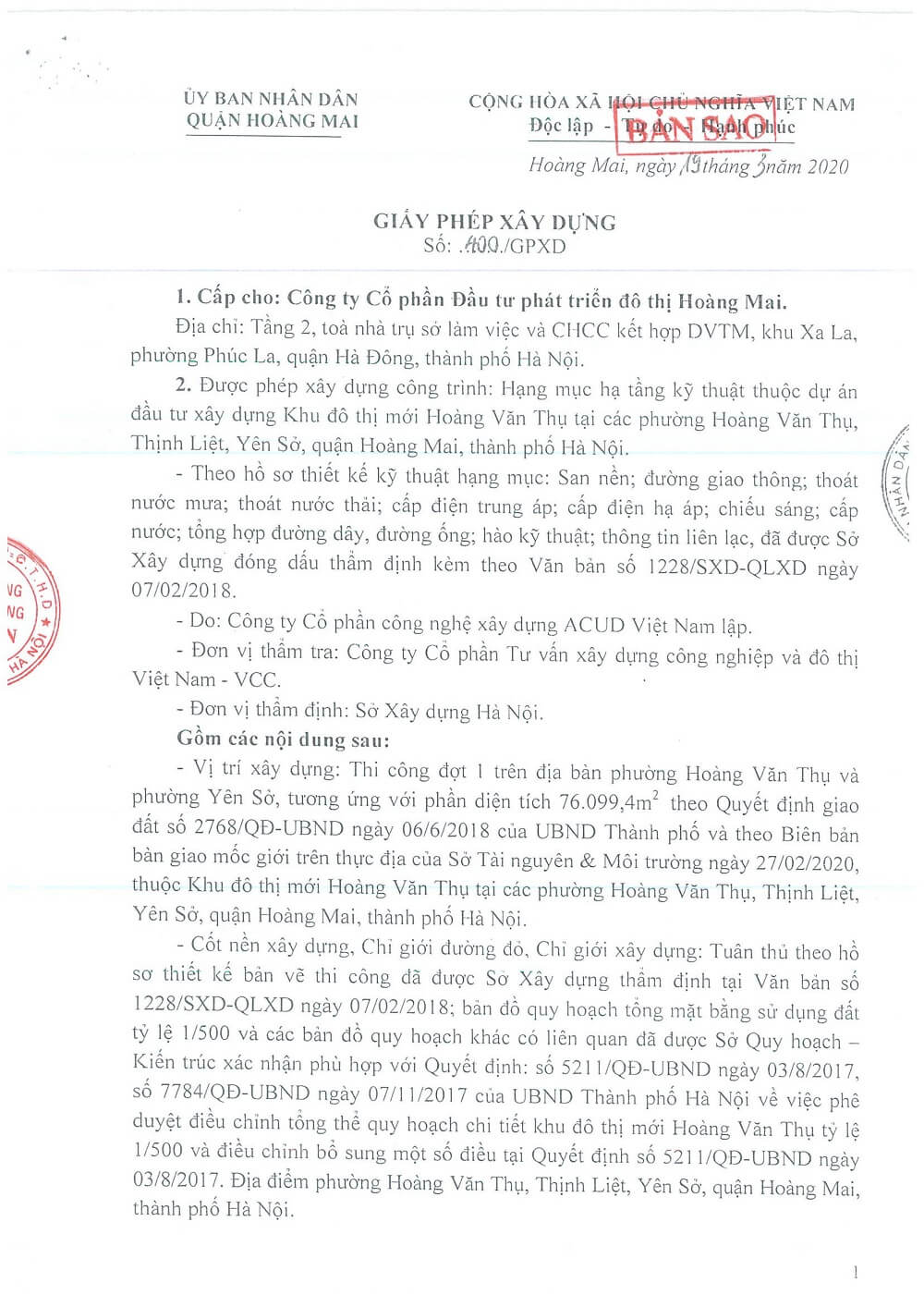 giấy phép xây dựng dự án louis số 400