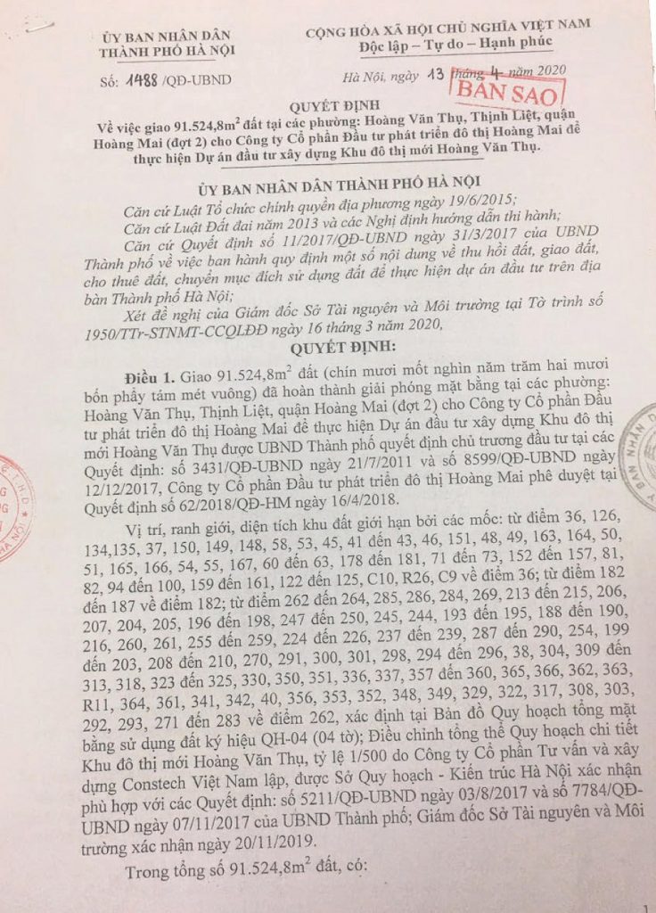 quyết định giao đất giai đoạn 2 dự án louis city