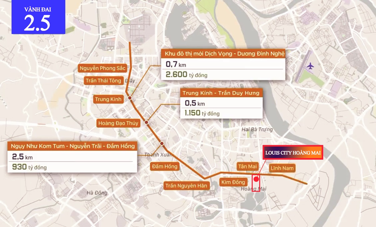 vị trí dự án louis city hoàng mai