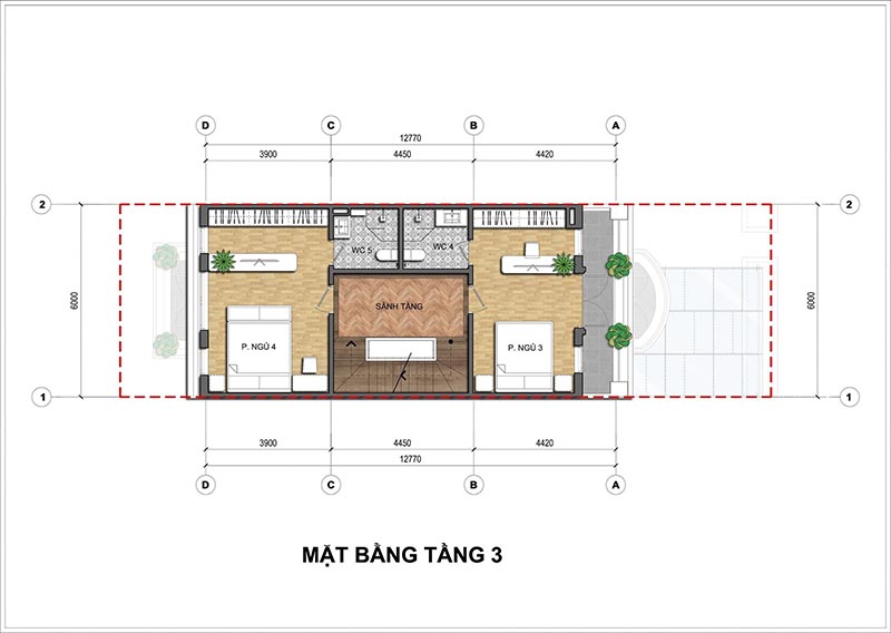 Mặt bằng tầng 3 Liền kề An Lạc Green Symphony Vân Canh, Hoài Đức