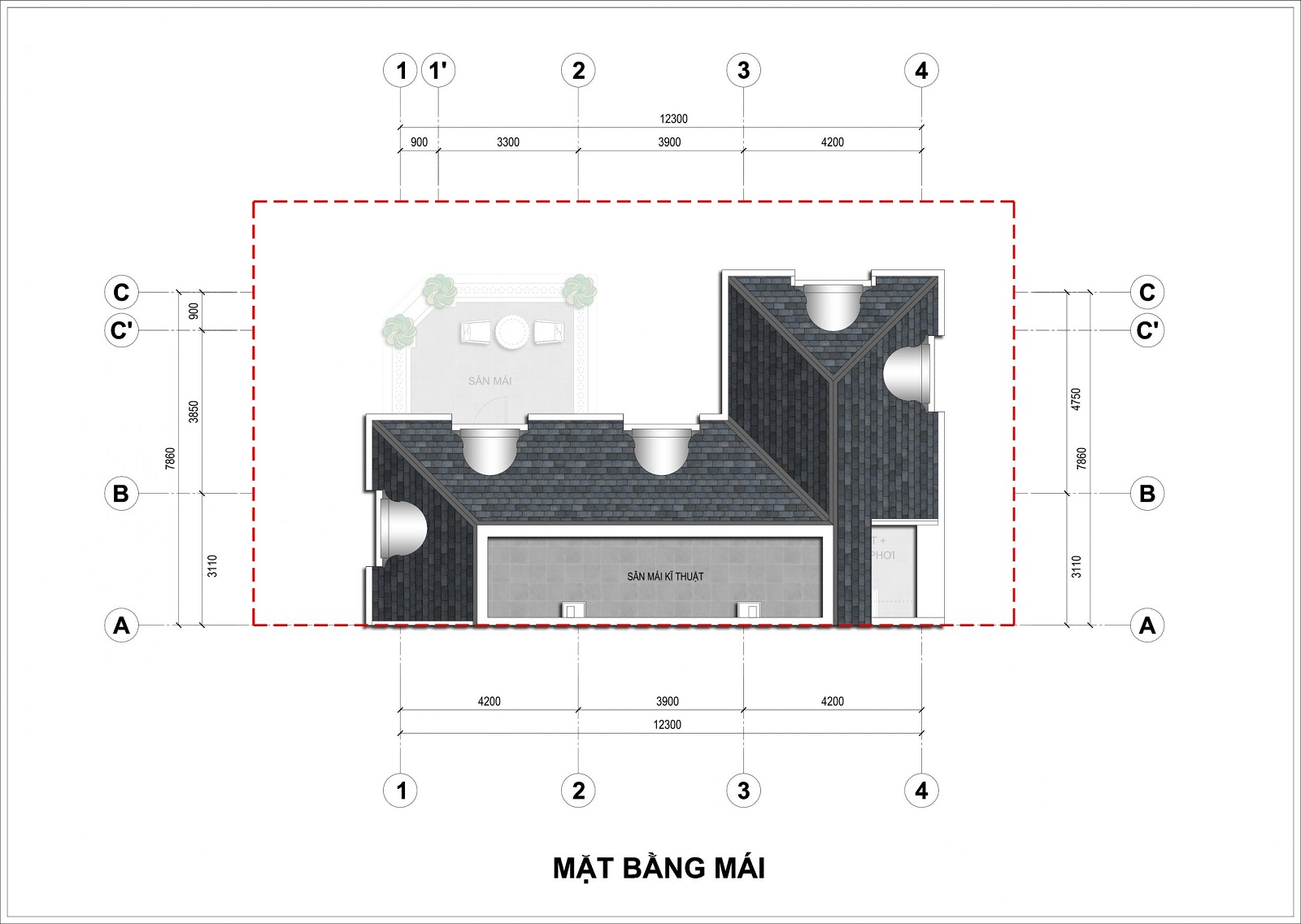 Mặt bằng tầng mái Biệt thự song lập An Lạc Green Symphony