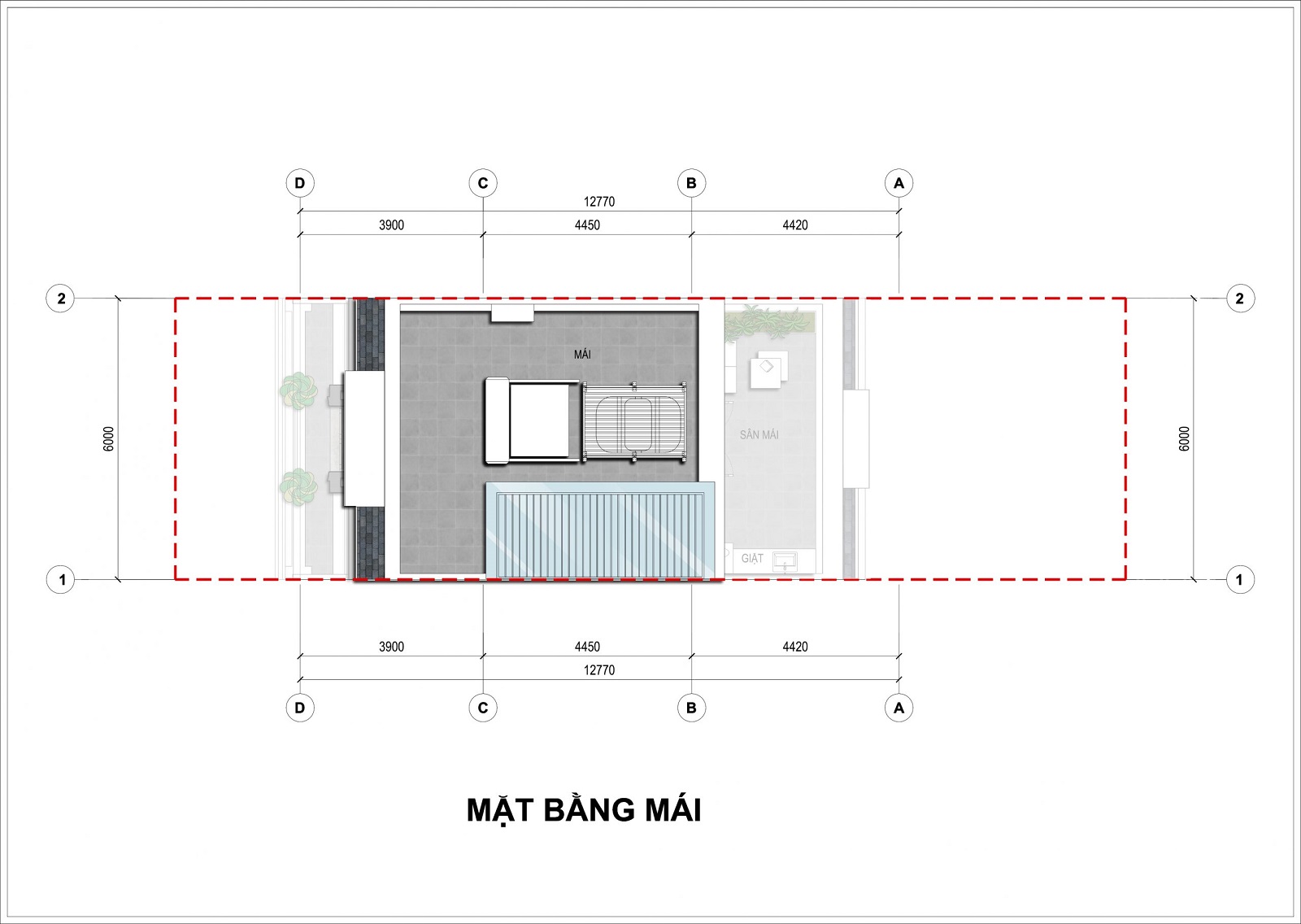 Mặt bằng tầng mái Liền kề An Lạc Green Symphony Vân Canh, Hoài Đức