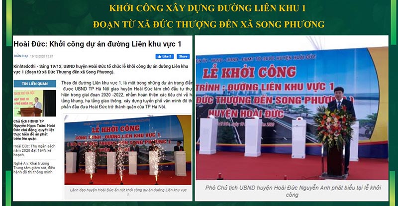 Khởi công đường liên khu 1 bản đồ liên kết vùng Hà Đô Charm Villa