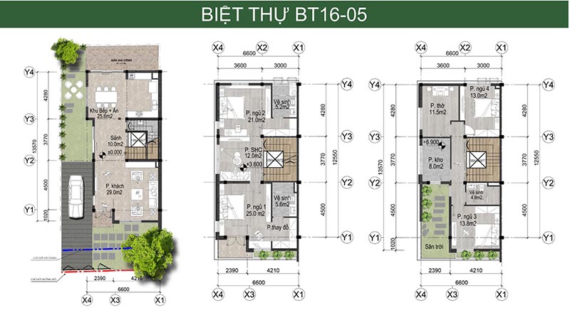 Thiết kế biệt thự song lập bản đồ liên kết vùng Hà Đô Charm Villa