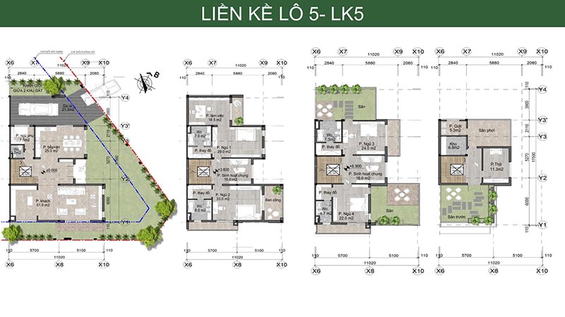 căn góc liền kề bản đồ liên kết vùng Hà Đô Charm Villa