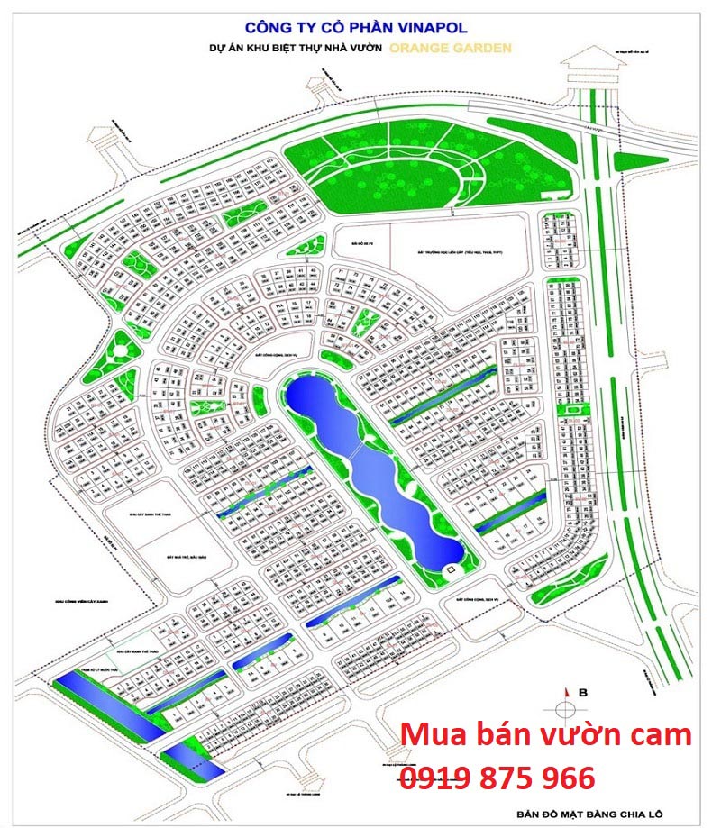 mặt bằng chia lô khu đô thị vườn cam