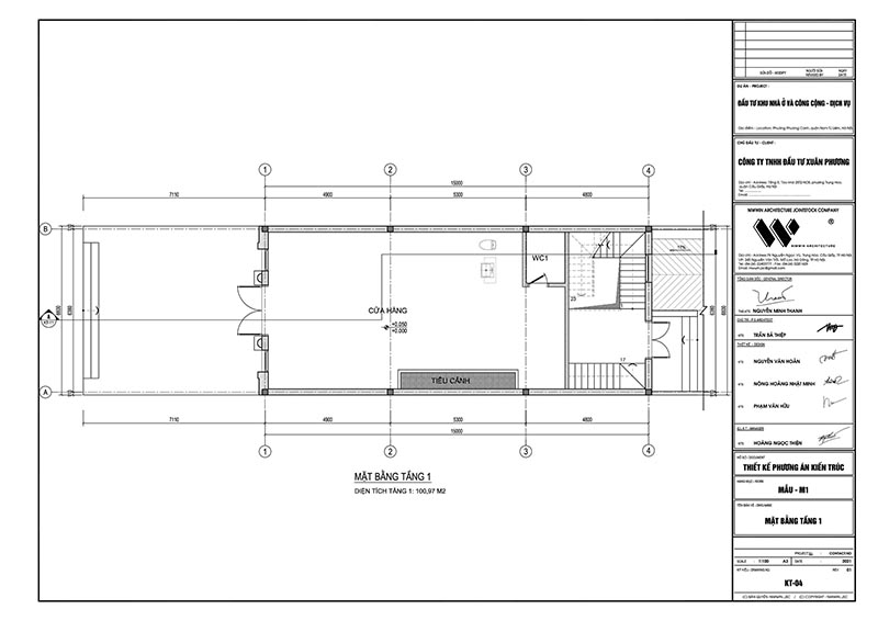 Mặt bằng thiết kế tầng 1 Shophouse Louis Xuân Phương, Trịnh Văn Bô