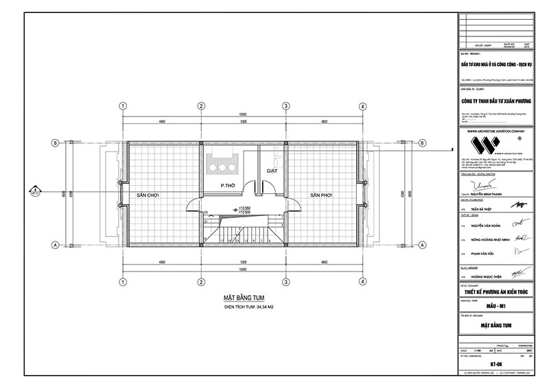 Mặt bằng thiết kế tầng tum Shophouse Louis Xuân Phương, Trịnh Văn Bô