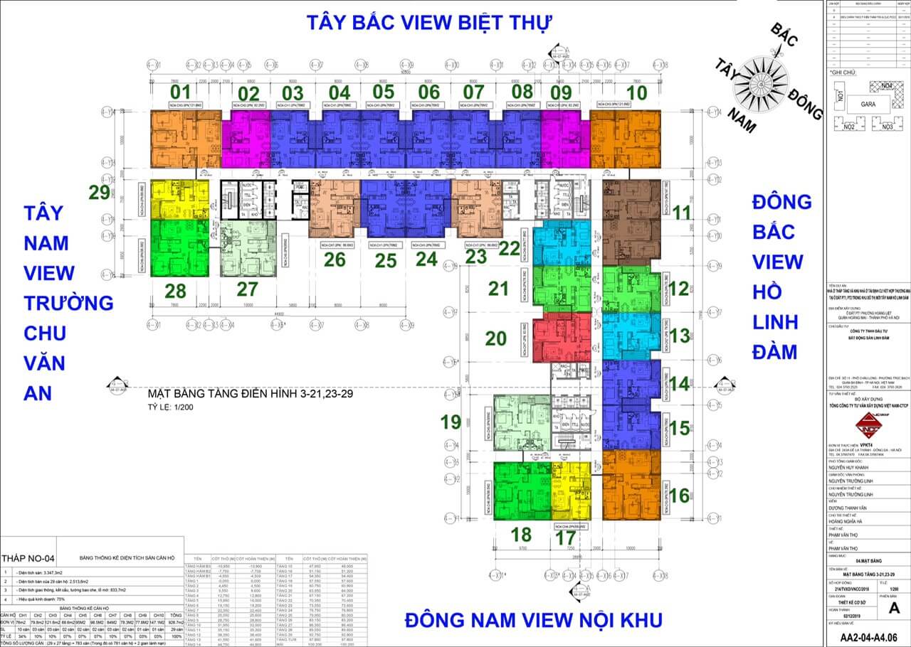 MẶT BẰNG N04 chung cư Hưng Thịnh Linh Đàm