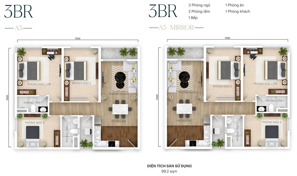 căn hộ chung cư 3 phòng ngủ Gamuda Central Park giá rẻ